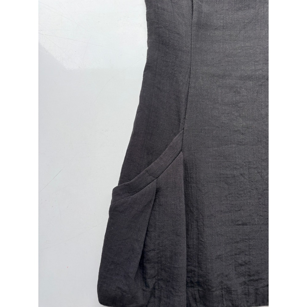 Theyskens Theory Black Wool Linen Blend Sleeveless Mini Dress with Pockets 2 - Picture 3 of 6